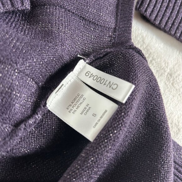 New York & Company Women Metallic Knit Tunic Sweater Small Purple Asymmetric NWT - Picture 4 of 8